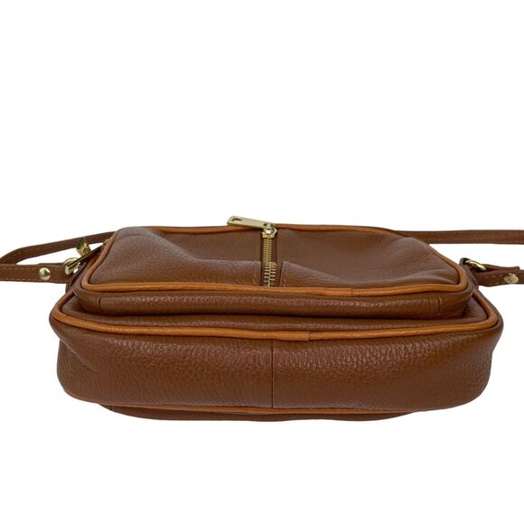Stella Biana Italy Triple Entry Brown Leather Zip Crossbody Shoulder Bag Purse - Picture 5 of 9